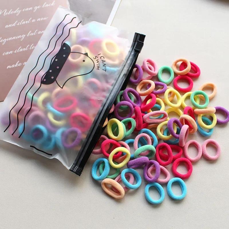 100 pièces 2CM enfants bandes de cheveux élastiques filles gomme Scrunchie élastique pour enfants Ny