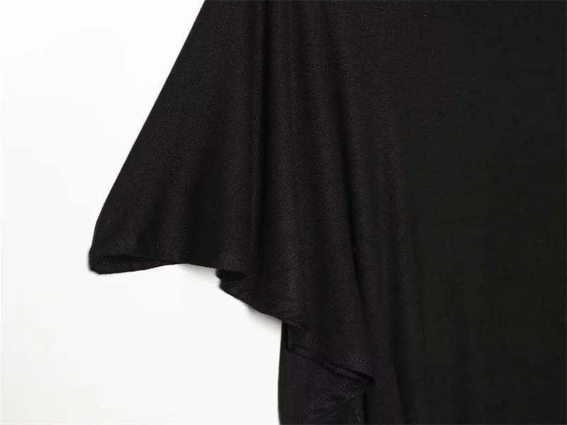 Haut plissé asymétrique noir pour femme, nouvelle collection Printemps-Été 2026, élégant et chic, po