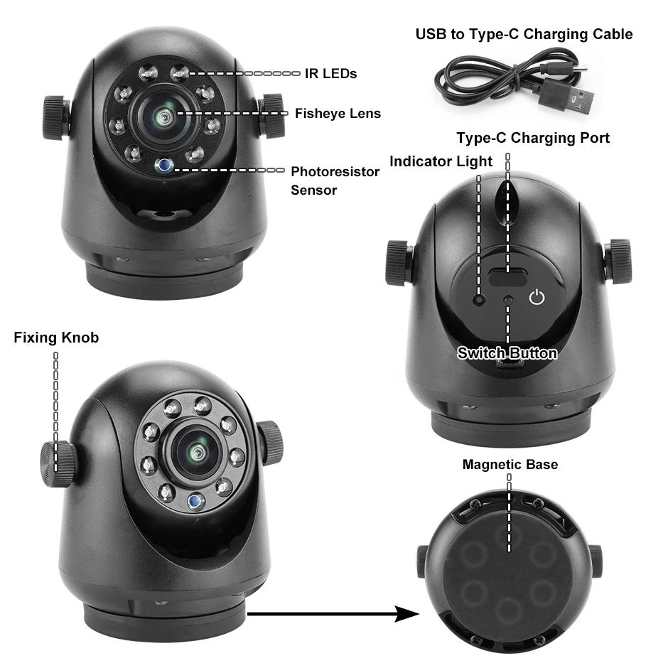 GreenYi-Caméra de recul sans fil à attelage magnétique, WiFi 5G, vision nocturne, aste, remorque, ca