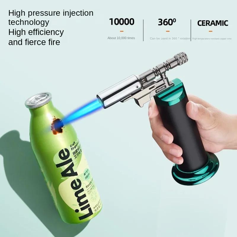 Pistolet de soudage en métal puissant, coupe-vent, torche à Jet de flamme bleue, briquet à gaz, ciga