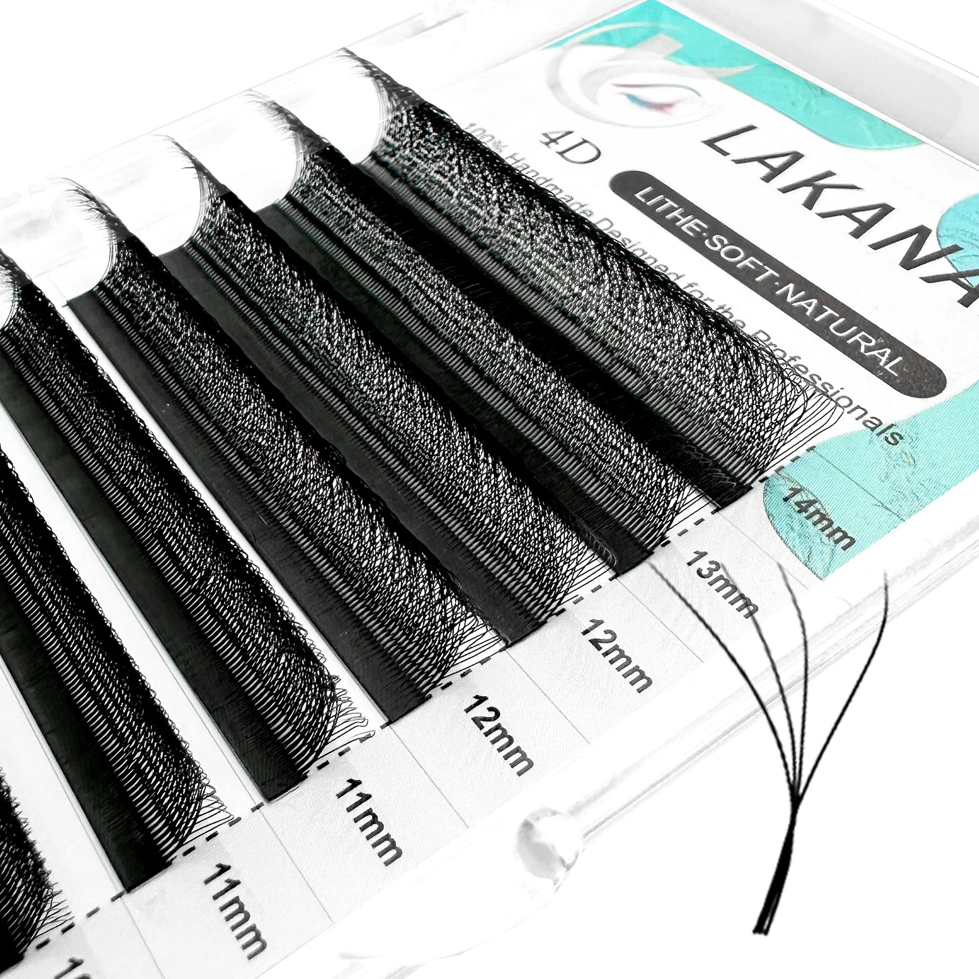 LAKANAKU 6 plateaux 4D W forme Extensions de cils Volume Ingles Fans Cilios W en forme naturel doux 