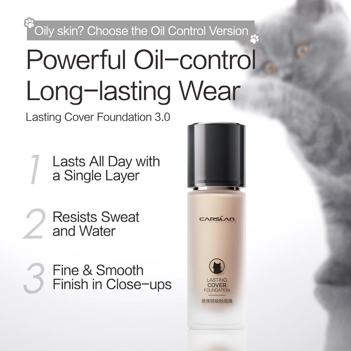 CARSLAN-Fond de teint liquide pour le visage, couverture complète, correcteur, blanchissant, contrôl