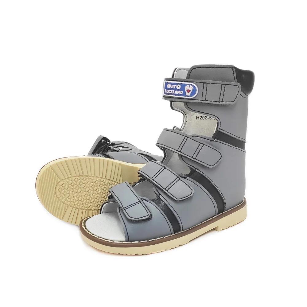 Ortoluckland enfants sandales hautes garçons chaussures orthopédiques en cuir pour enfants pied de c