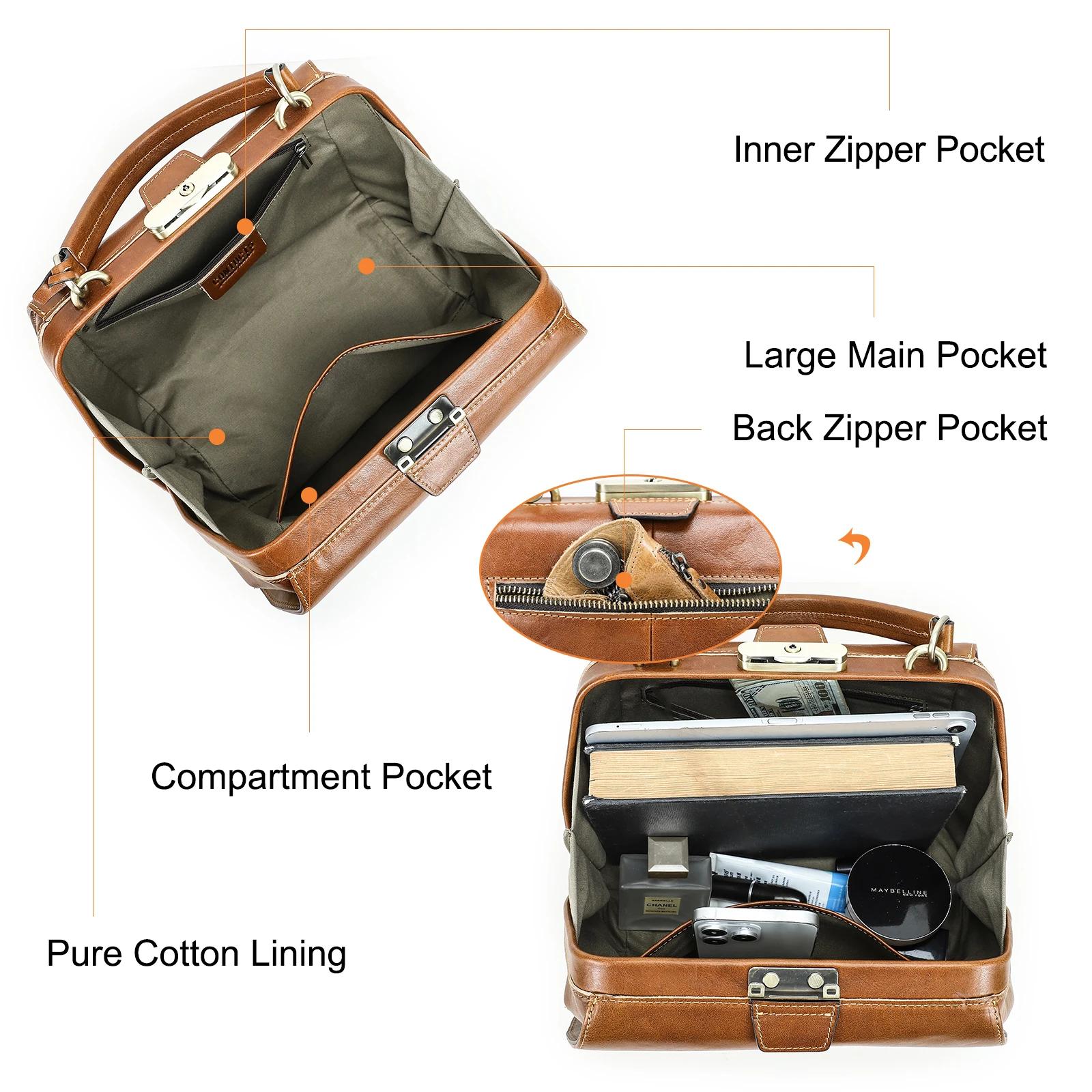 Sacs de médecin en cuir véritable CONTACT'S pour femmes, sacs à bandoulière de luxe de créateur, sac