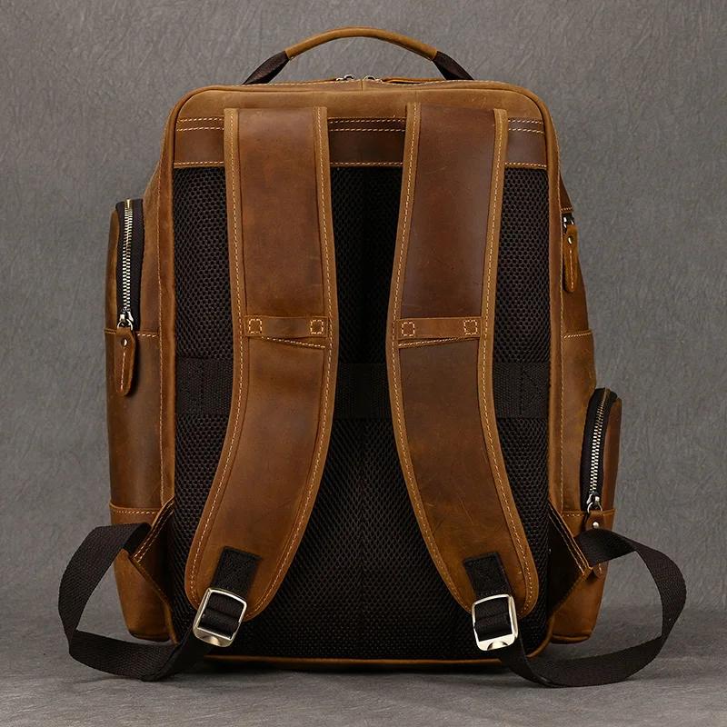 Sac à Dos Multifonction en Cuir Vintage pour Homme, Cartable d'École, Grand Voyage, Tendance