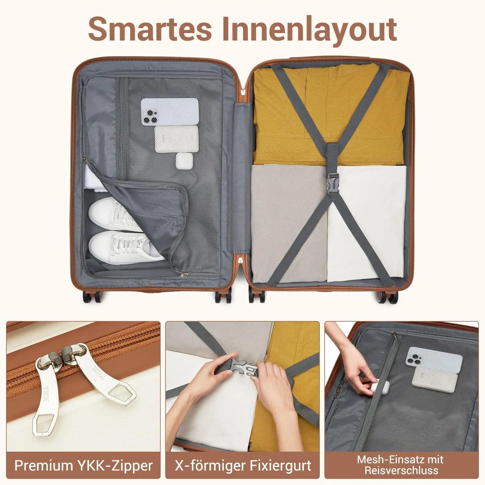 S/M/L KONO valise à main légère en polypropylène 4 roues Spinner chariot rigide et serrure TSA