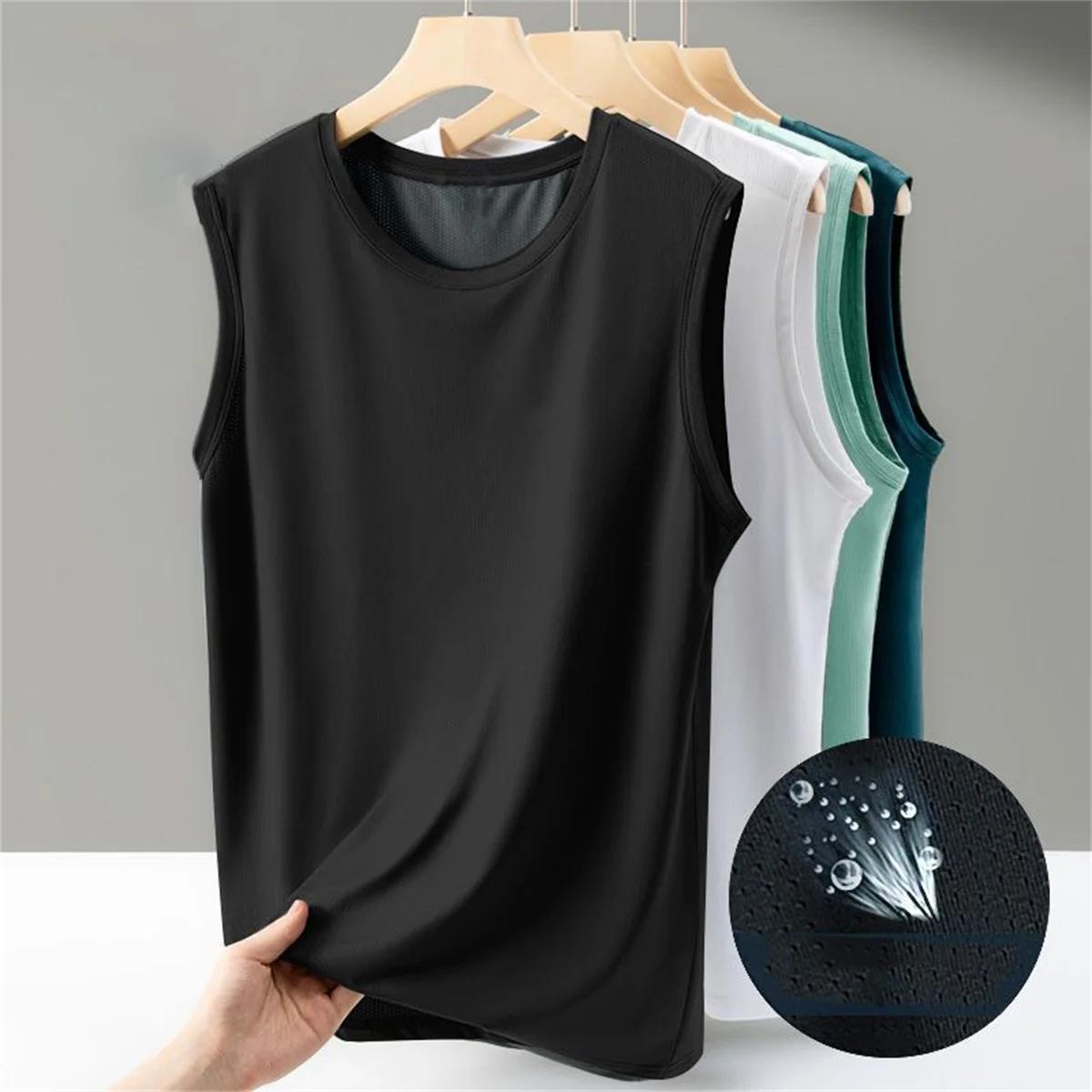 Débardeur sans manches décontracté de couleur unie pour hommes, col rond, gilet respirant, séchage d