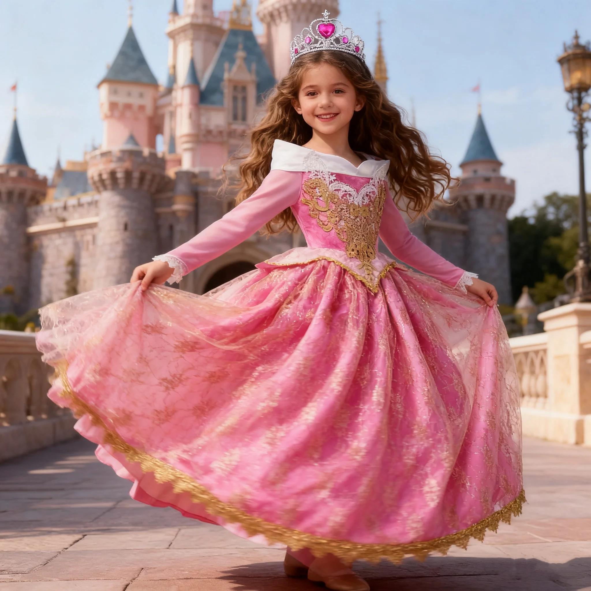 Fille Aurora robe de princesse enfants luxueux Cosplay Costume Rose Rose Briar Rose tenue enfants ca