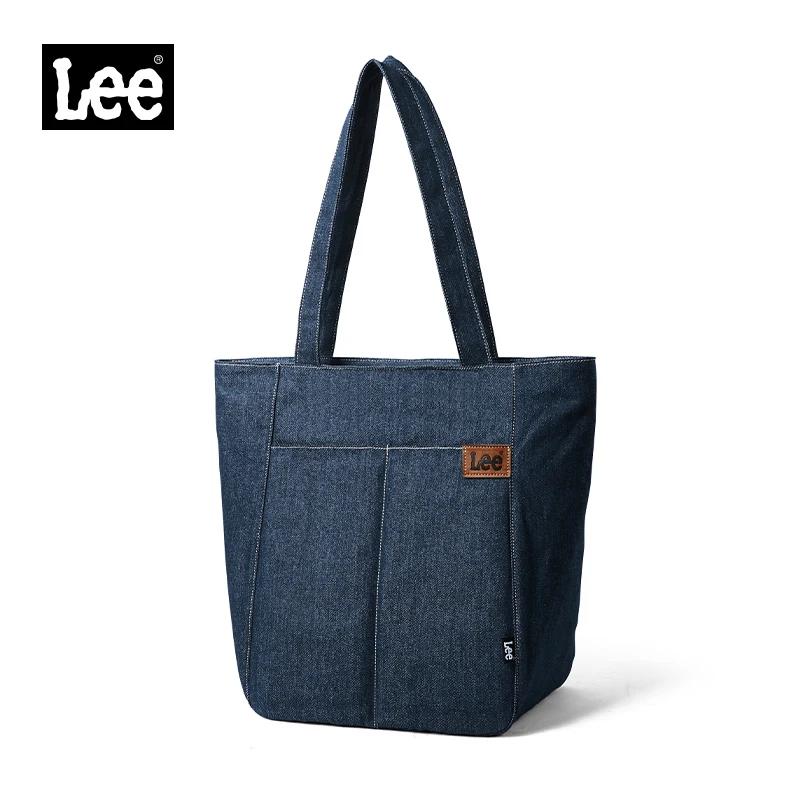 LEE Denim bleu femmes casual grande capacité sac fourre-tout jean Beige dames travail épaule école é