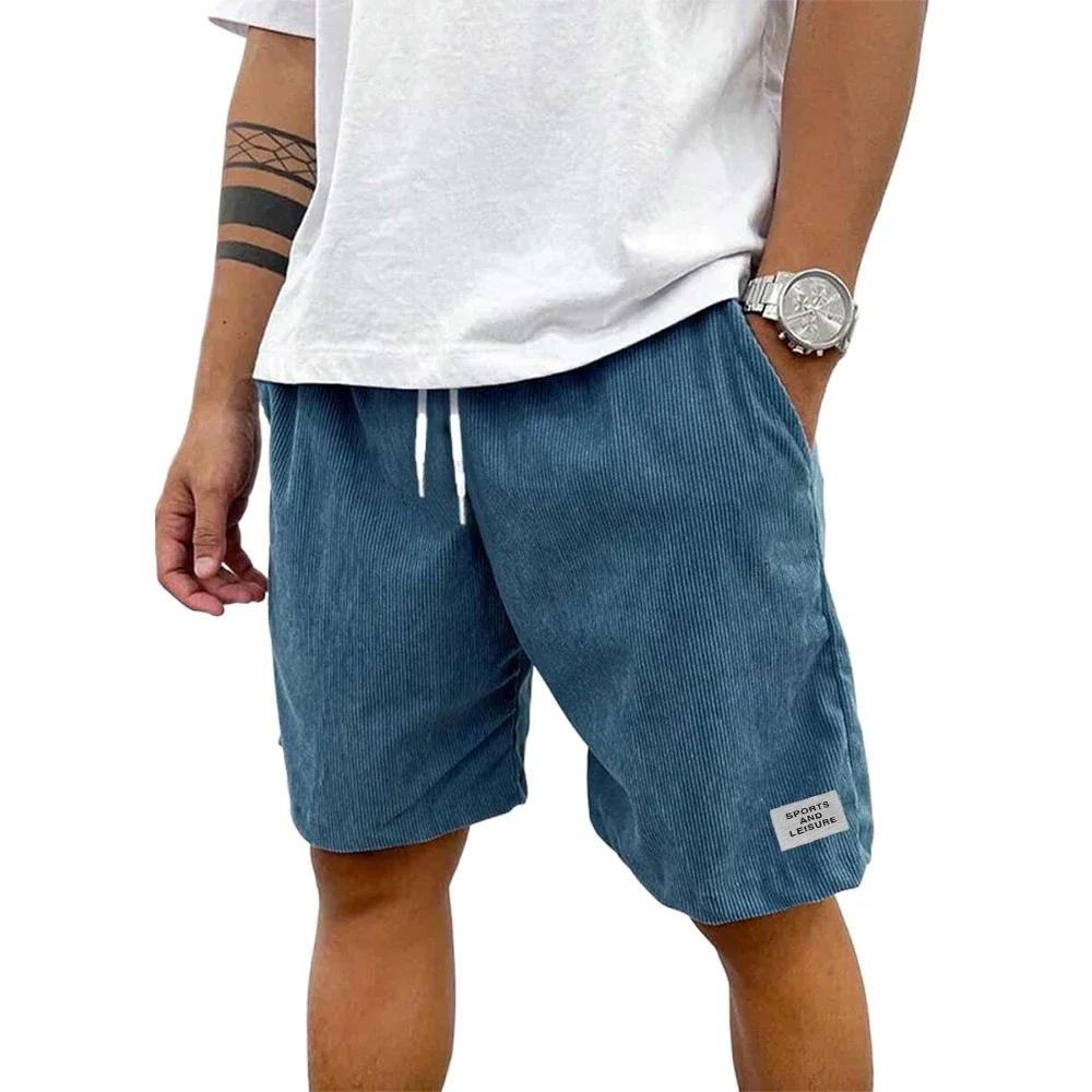 Pantalon de survêtement léger en velours côtelé pour homme, short de plage décontracté pour homme, s