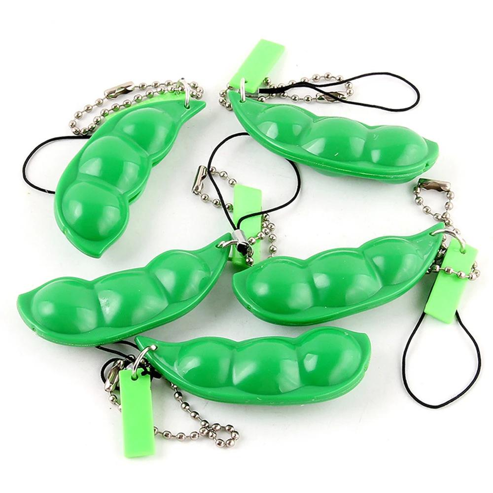 2-20 pièces Fidget jouet sac Portachiavi soulagement du stress Edamame jouet presser pois porte-clés