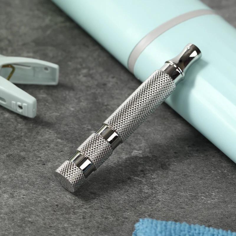 YAQI-Poignée de rasoir de sécurité pour homme, acier inoxydable 303 poli