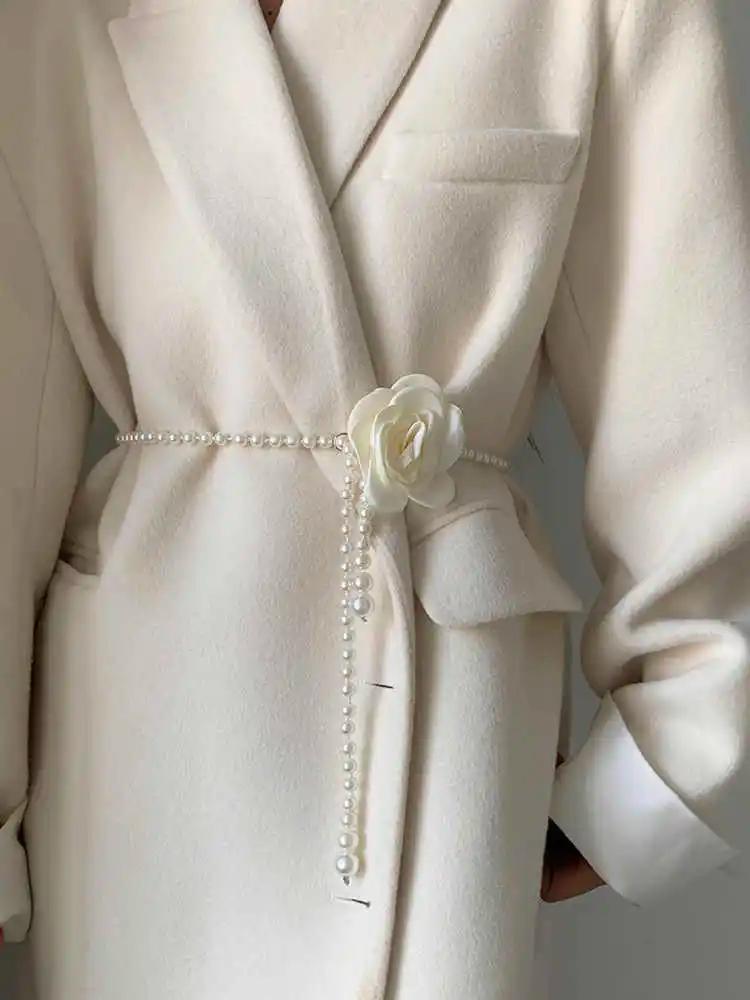 Ceinture de taille en perles pour femmes, 1 pièce, nouveau Style camélia, décorative, polyvalente, a