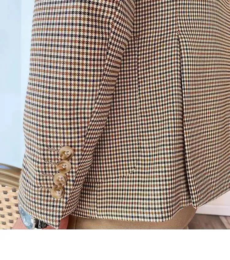 Homme britannique Blazer Hombre 2021 automne mode treillis hommes veste coréenne Slim Fit Blazer Hom