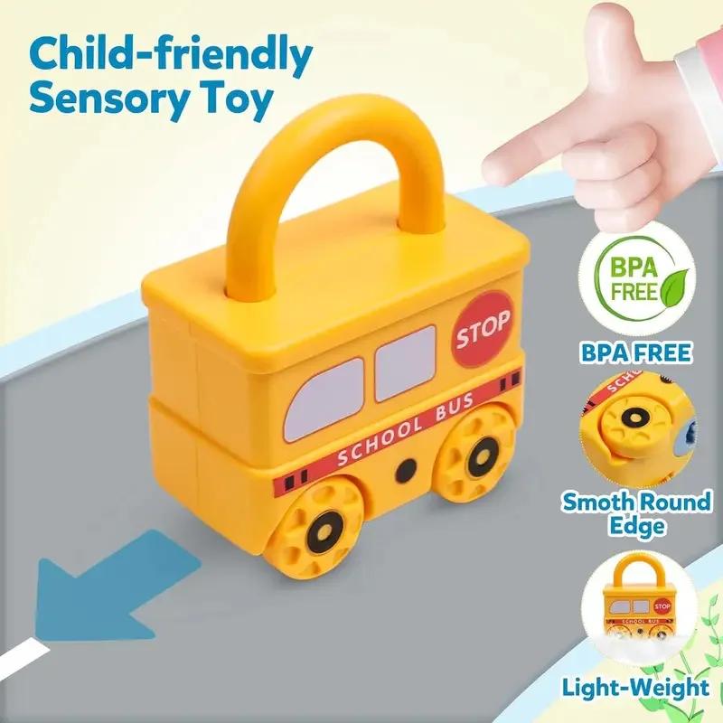 Puzzle éducatif en forme de voiture, jouet de verrouillage assorti avec clé pour enfants, jeu de dév