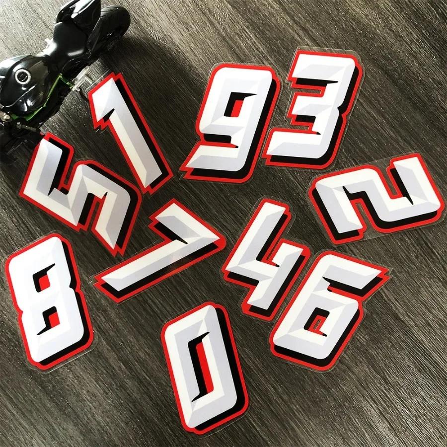 Autocollant réfléchissant de numéro de moto 0-9, pour MotoGP Ducati Honda Yamaha Suzuki Aprilia, aut