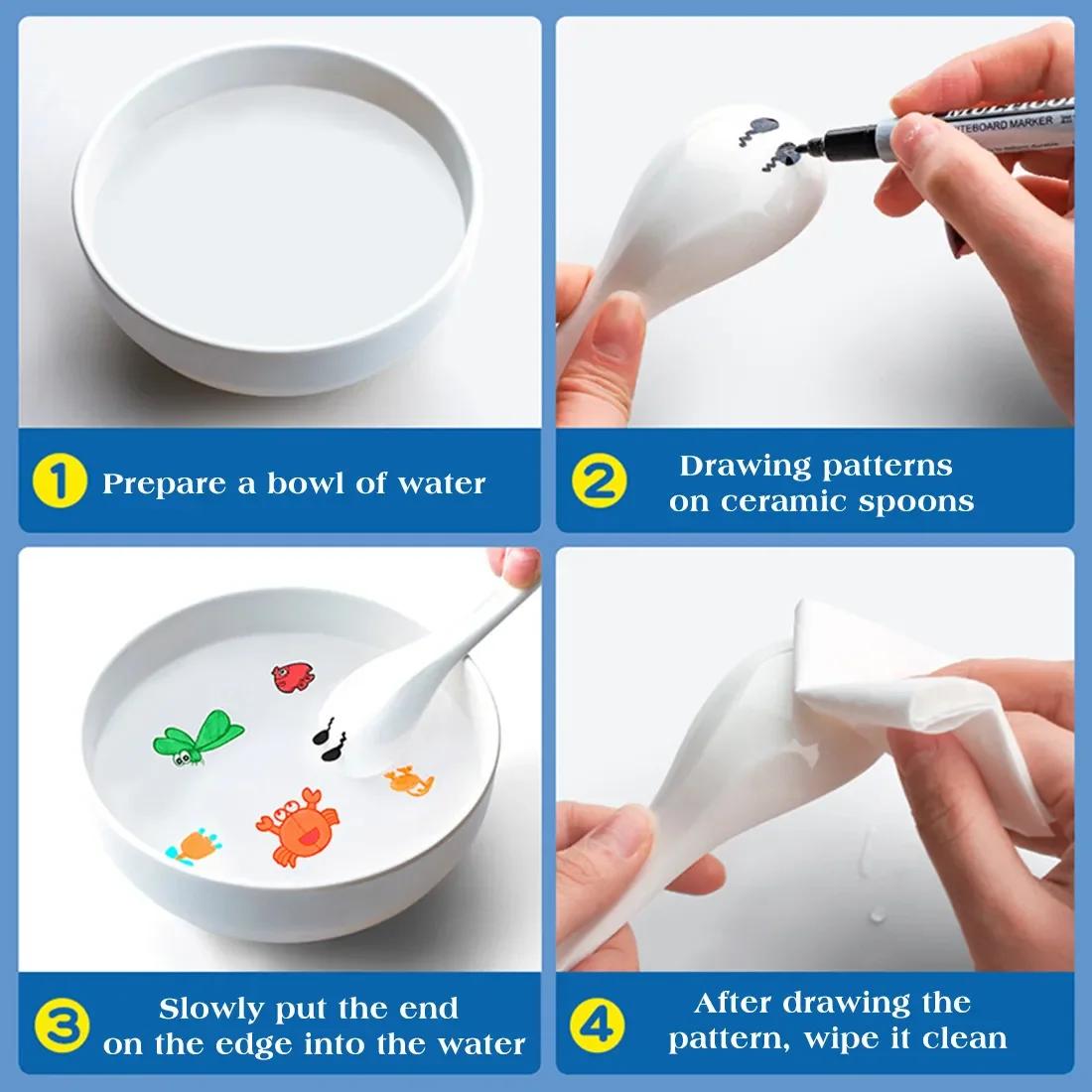 Stylo flottant à l'eau, stylos à encre magique avec cuillère, peinture à l'eau de couleur flottante,