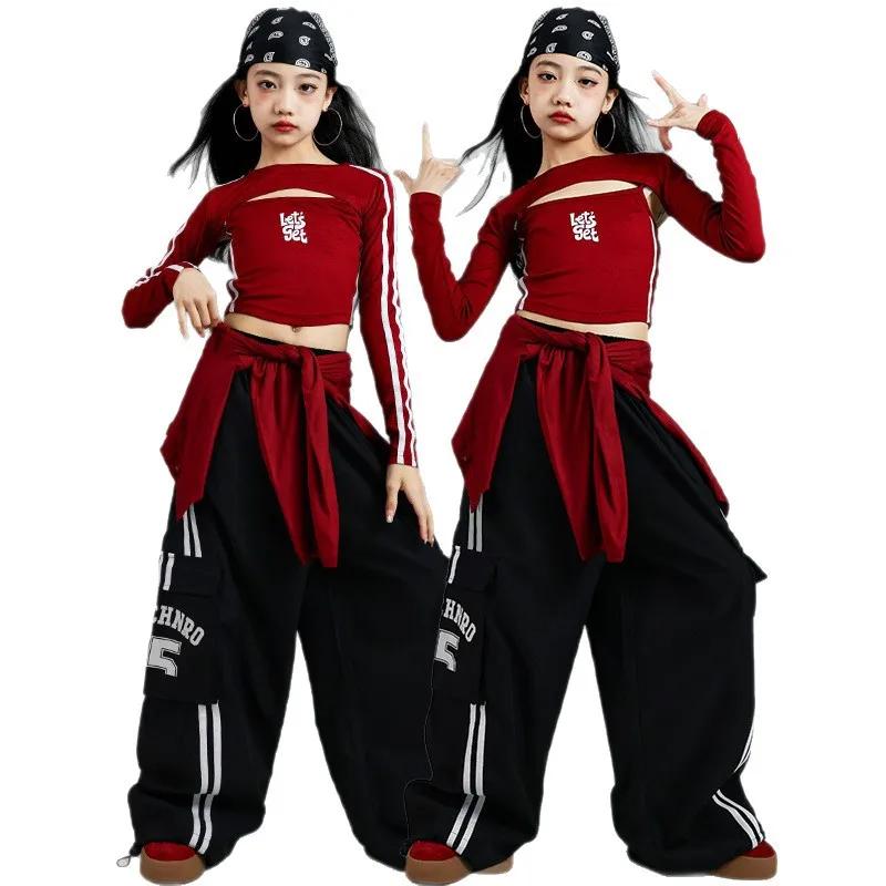 Costume de spectacle de danse Jazz pour filles, Costume d'entraînement Hip-hop rouge, Costume de pho