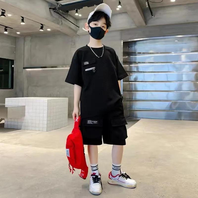 Ensemble de vêtements de sport pour garçons, tenue d'été pour enfants, haut à manches courtes et sho