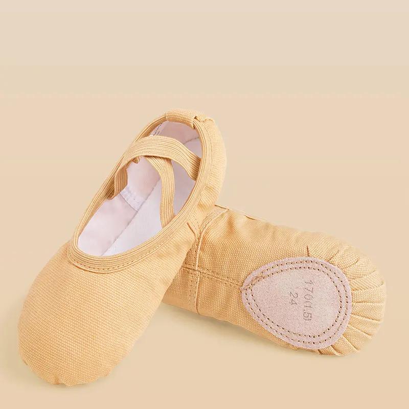 Chaussures de Ballet pour filles, chaussures de danse pour femmes, pantoufles de danse en toile à se