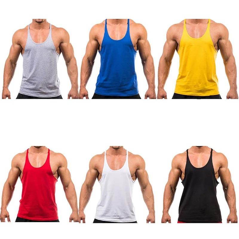Chemise d'entraînement de musculation pour hommes, chemise en coton, haut de jogging, chemise de fit