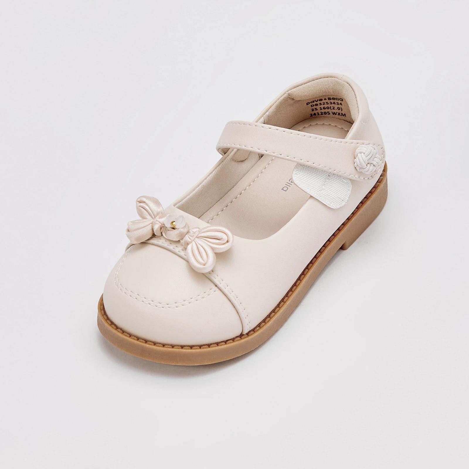 Dave Bella chaussures en cuir pour enfants automne fille confortable doux mignon blanc princesse cha