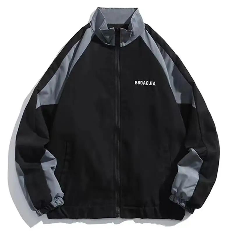 Veste Homme Rayée Réfléchissante 2026 – Manteau Streetwear Hip Hop Zippé Coupe-Vent Harajuku Léger S