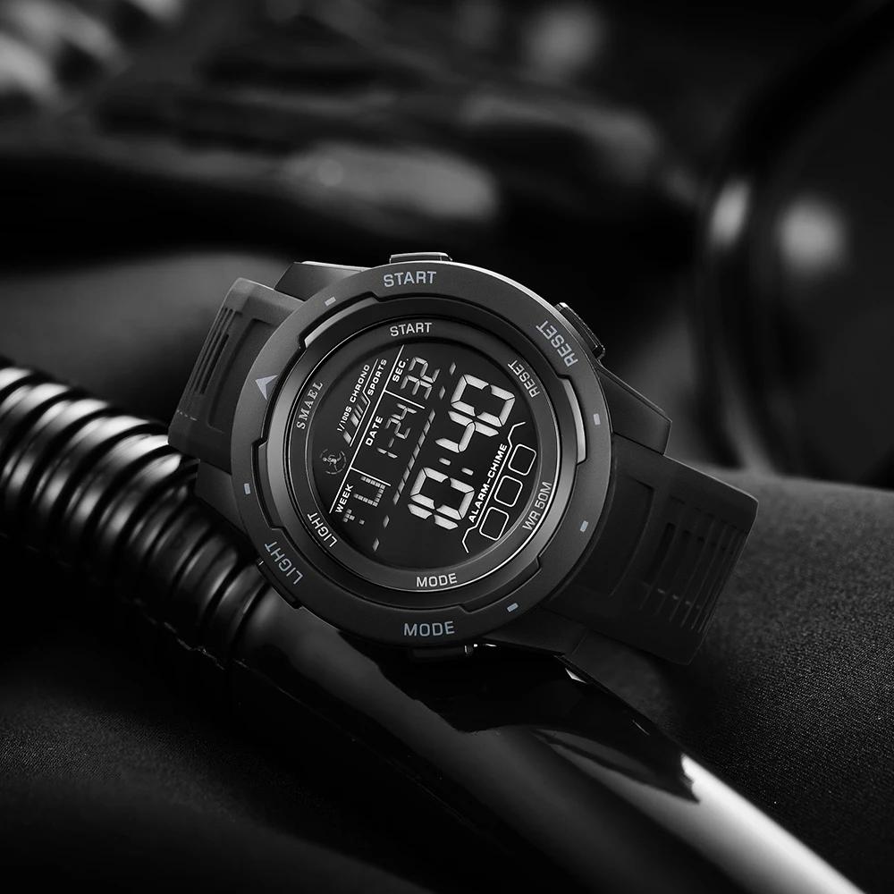 SMAEL-Montre-bracelet numérique étanche à LED pour homme, chronomètre lumineux, montres de sport, 50