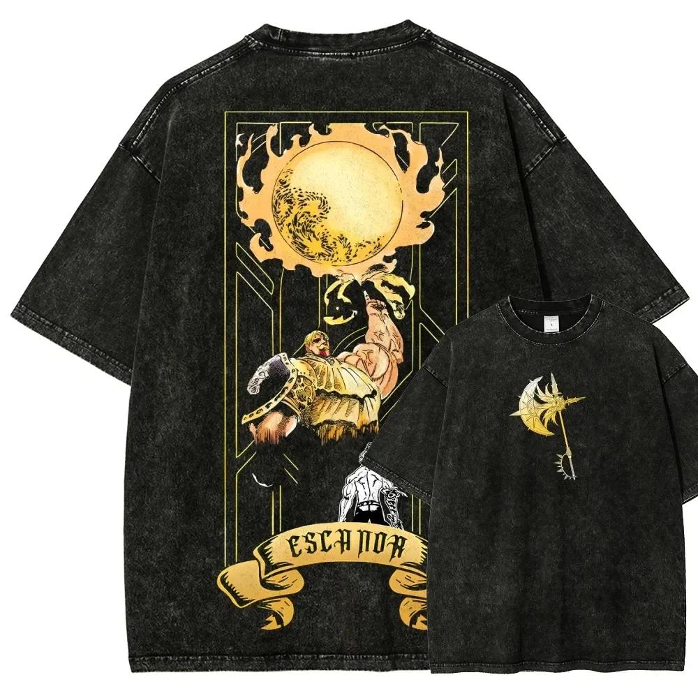 T-shirt imprimé graphique Escanor des sept péchés capitaux, style anime japonais, pour hommes et fem