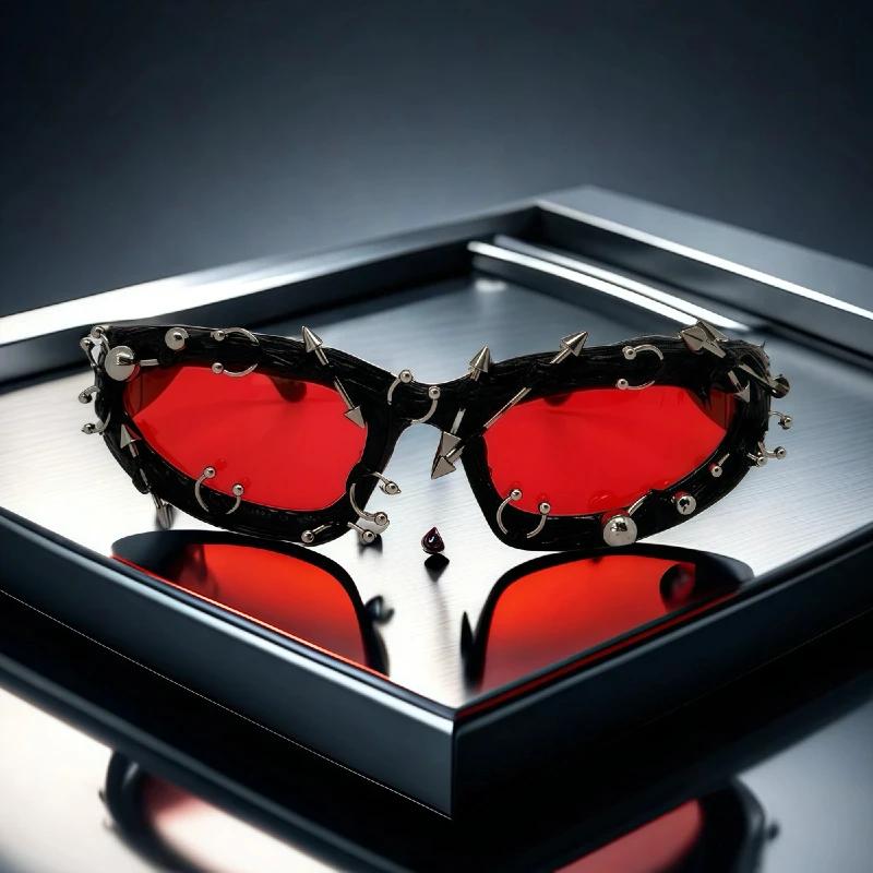 Lunettes de soleil à rivets personnalisées pour hommes et femmes, monture cloutée en métal rétro, un