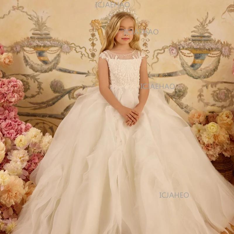 Nouvelle Robe de Princesse Blanche pour Filles 2026 – Modèle Enfant, Tenue de Cérémonie, Robe de Soi