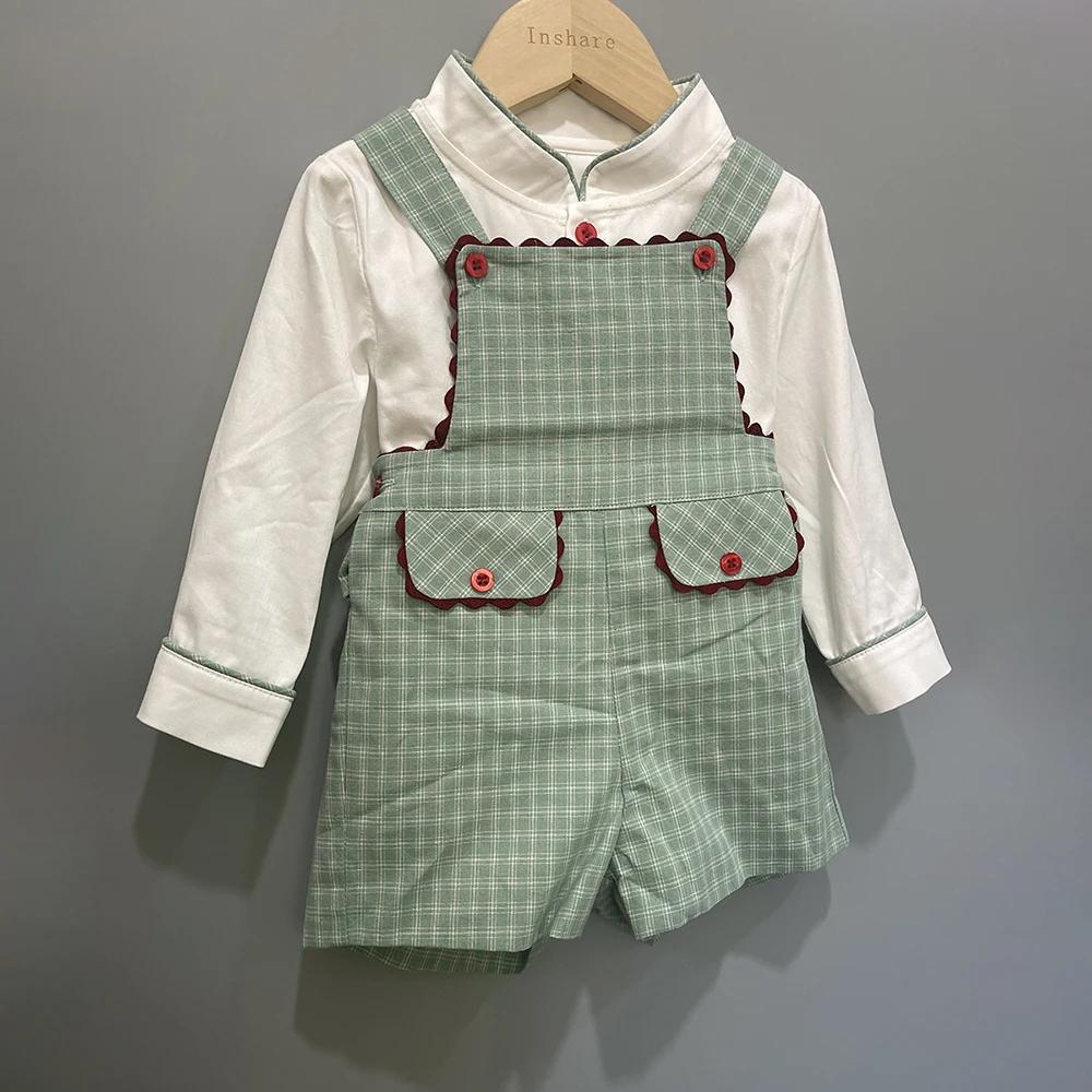 Vêtements Boutique d'automne pour enfants, ensemble manches longues, chemise blanche et pantalon à b