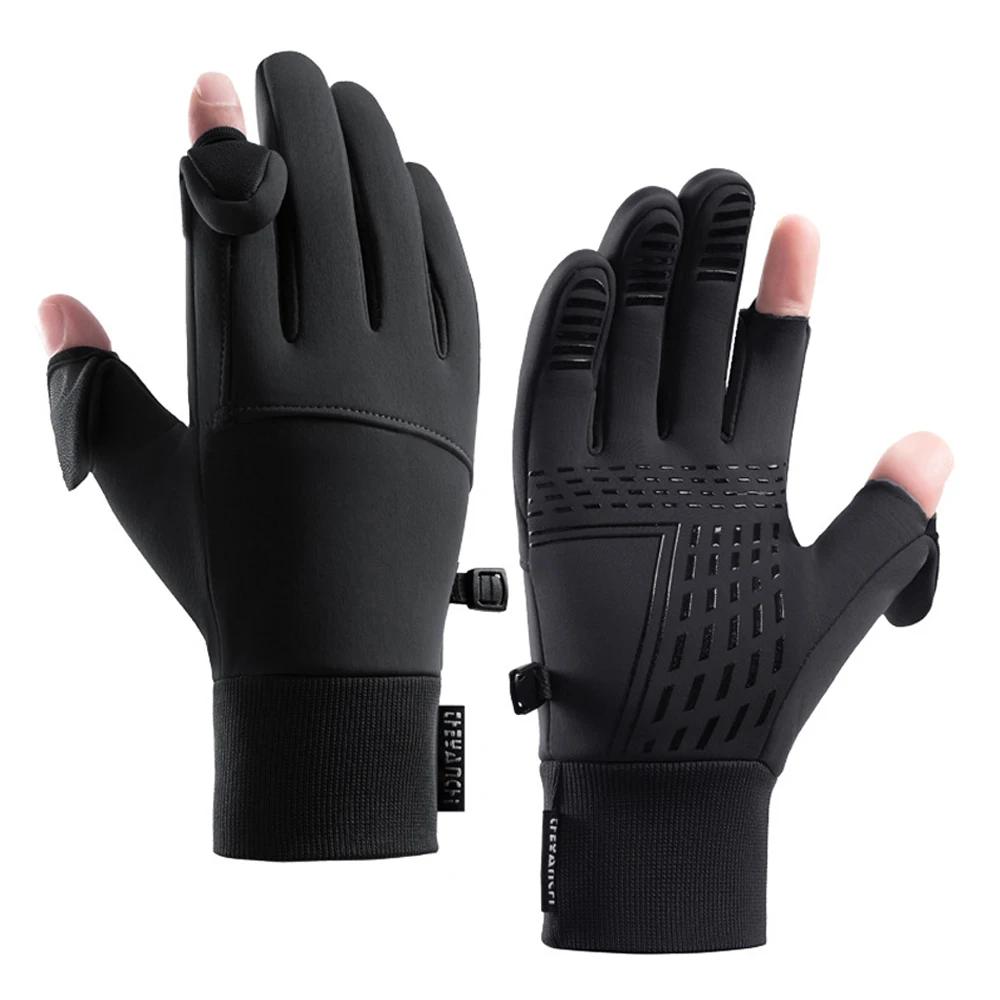 Gants d'hiver à deux doigts rabattables pour hommes et femmes, gants chauds pour écran tactile, coup