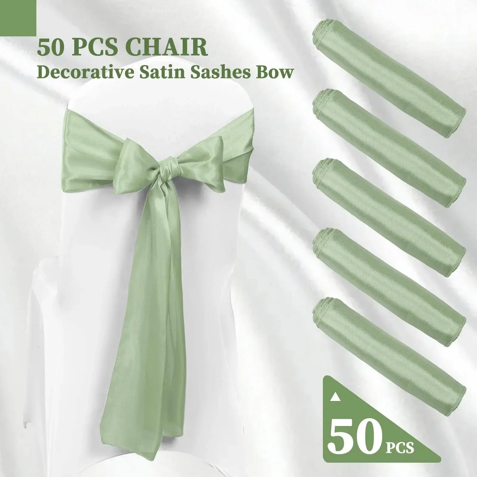 Ceintures à nœud en Satin pour chaise de mariage, 10/50 pièces, attaches en ruban pour fête, événeme