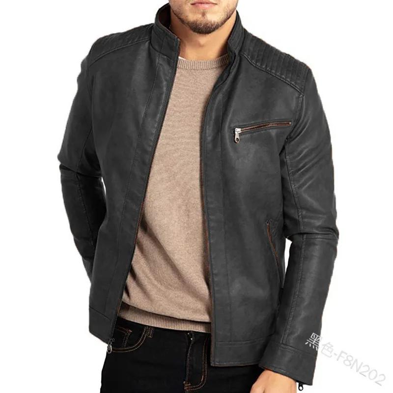 Veste en cuir PU pour hommes, col montant, Style moto Punk, mode européenne et américaine, vêtements