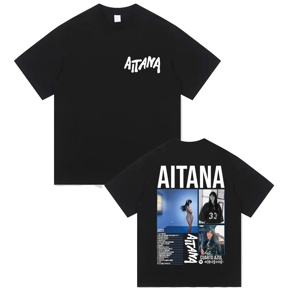 Chanteur Aitana Cuarto Azul Tour 2025 impression T-shirt hommes femmes Hip Hop Fans vêtements à manc