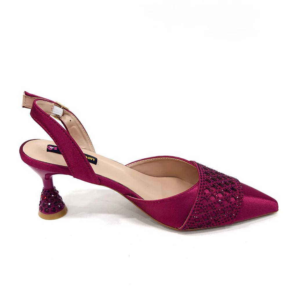 NigWin-Chaussures à talons couleur vin pour femmes, ensemble de sac à main en biscuits, design itali