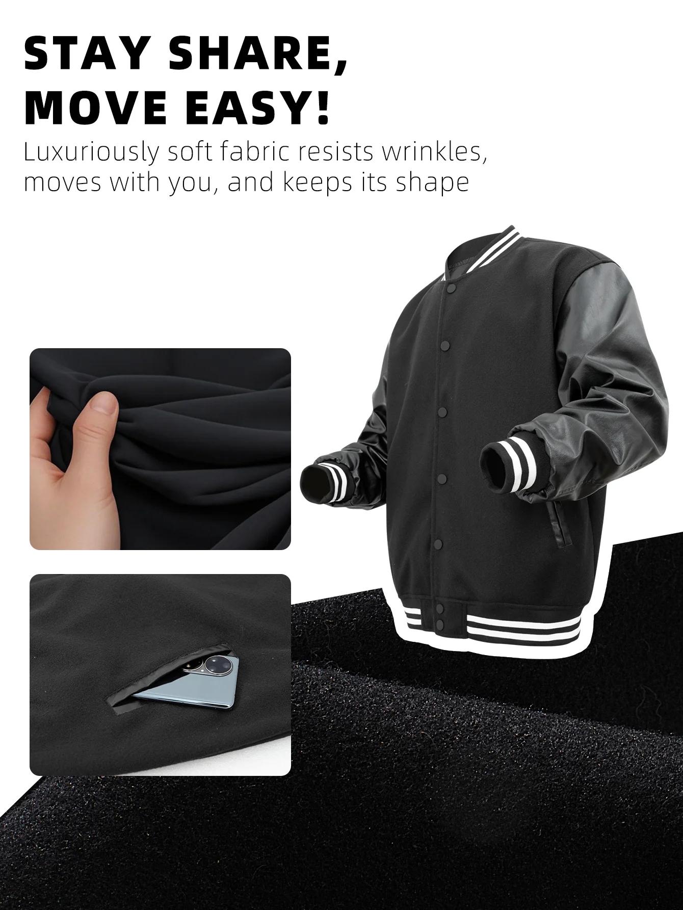 Veste universitaire pour homme, manches en simili cuir, style classique Letterman, veste bomber, ves