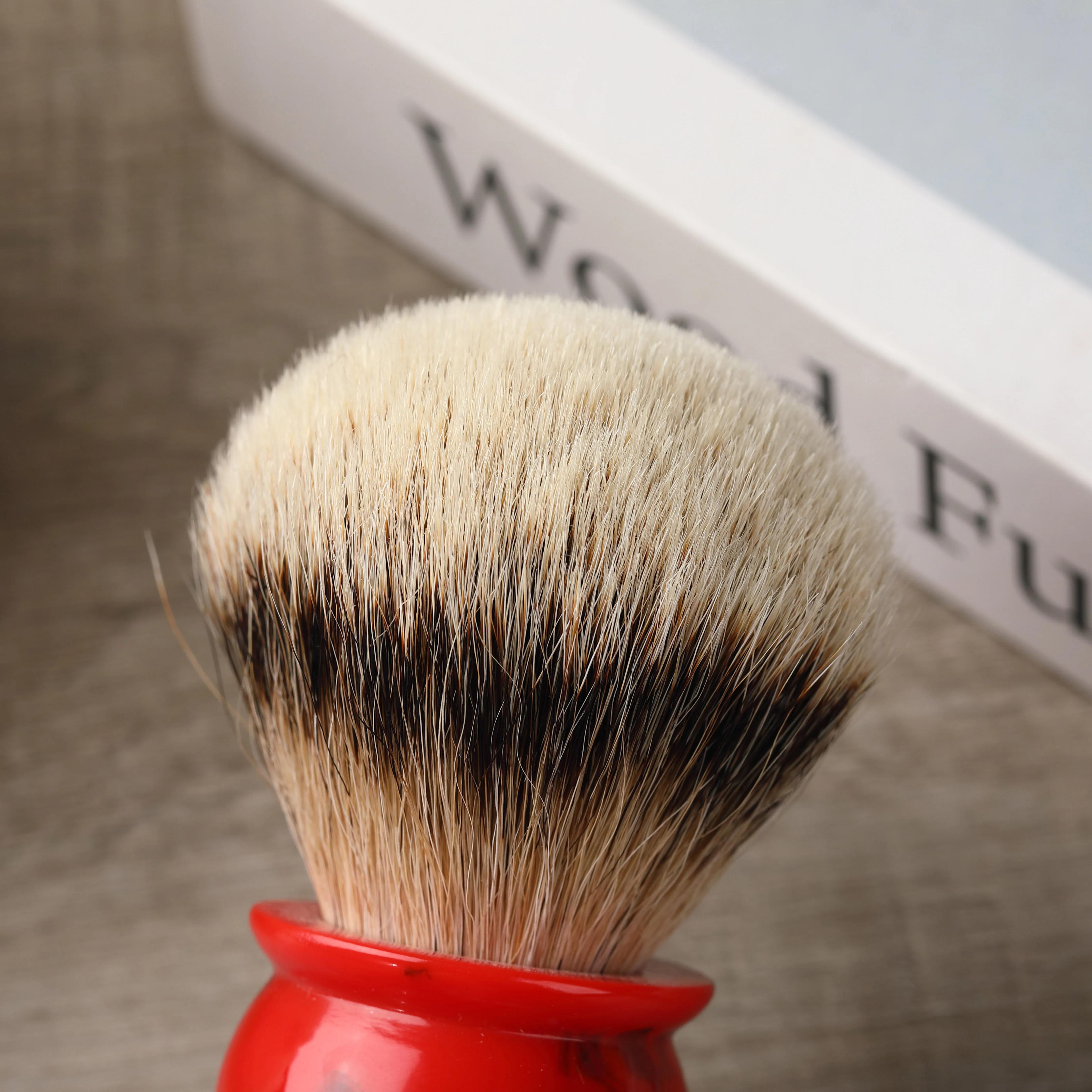 Pinceaux à raser Yaqi Edom 24MM 100% poils de blaireau Silvertip, manche en résine rouge, pour homme