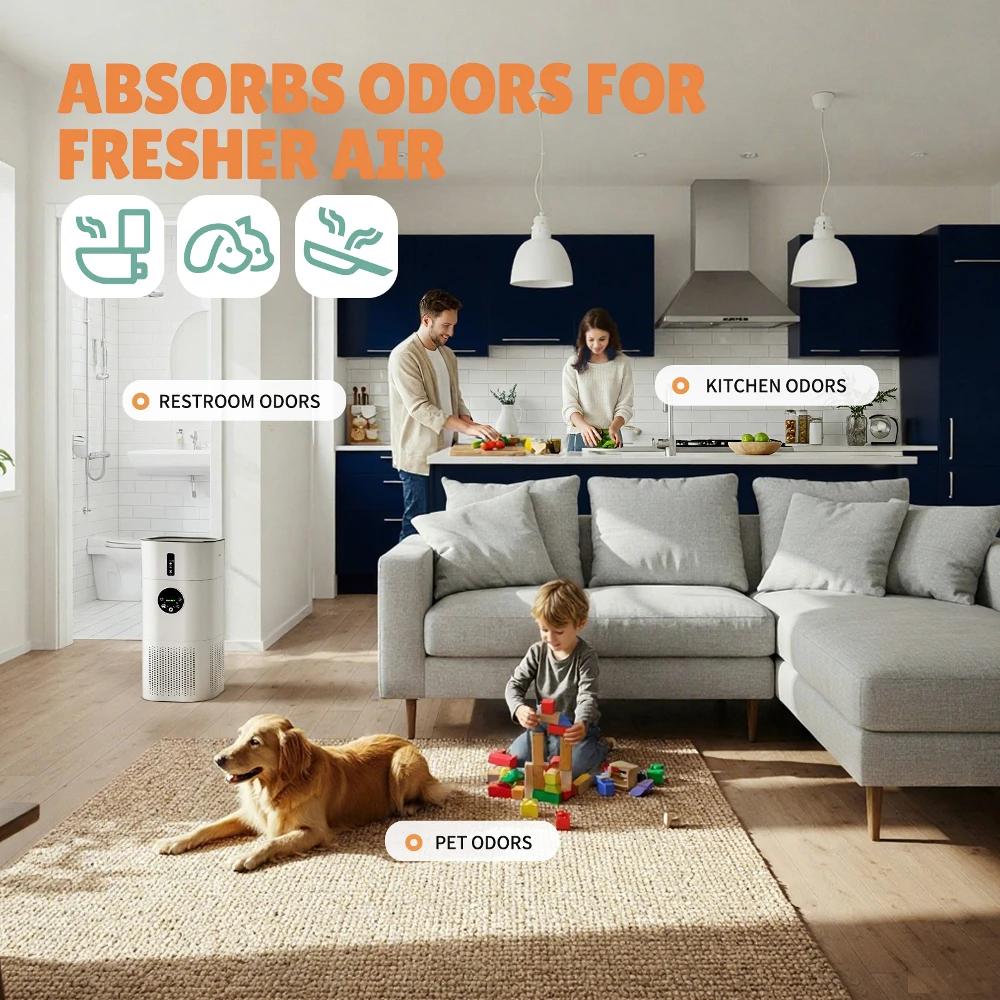 Purificateur d'air et humidificateur ROUNY, appareil multifonction 2 en 1, désodorisant et humidific