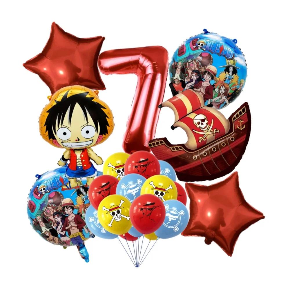 19 pièces une pièce mignon dessin animé bricolage Anime ballons d'anniversaire ensemble numéro ballo