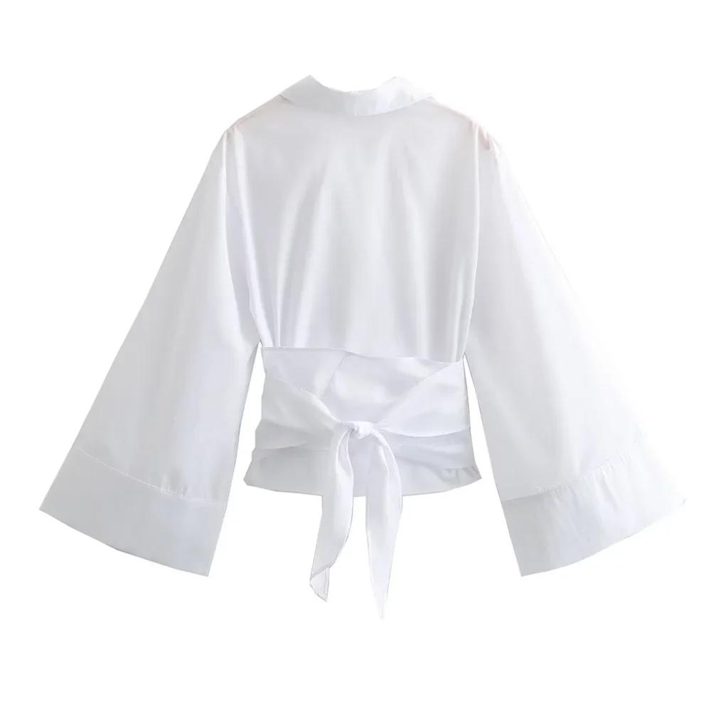 Chemise en popeline à Double boutonnage pour femmes, nouvelle mode décontractée, col Polo, nœud papi