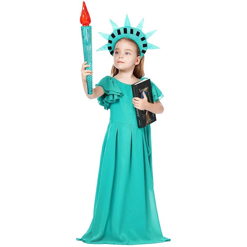 Costume de cosplay Statue de la Liberté pour enfants, tunique grecque et romaine antique pour filles