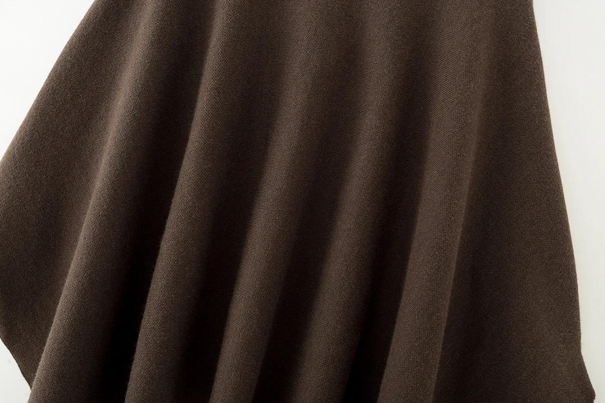 ETJ 2025 nouvelle mode femme surdimensionné version ample du col rond cape pull couleur unie manches