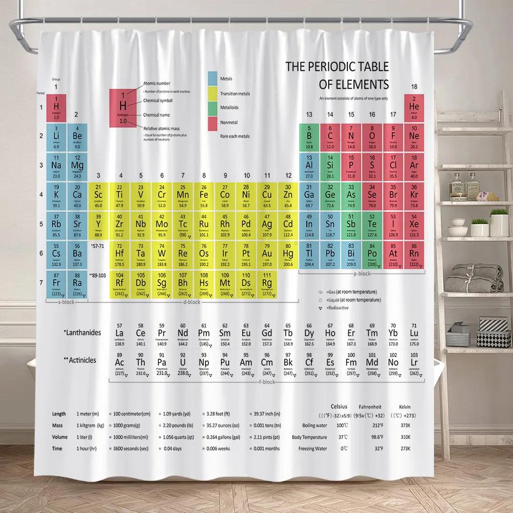 Rideau de douche de Table périodique, éléments de chimie modernes et amusants pour étudiants, décora