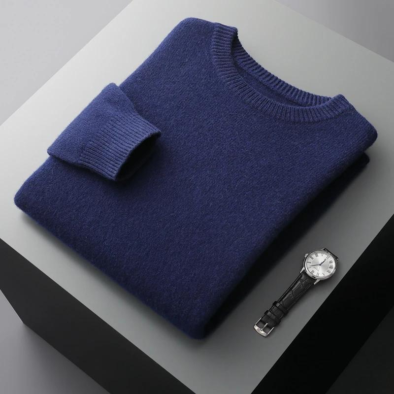 Pull en laine pour hommes, col rond, ample, couleur unie, chemise à bascule épaisse, nouvelle collec