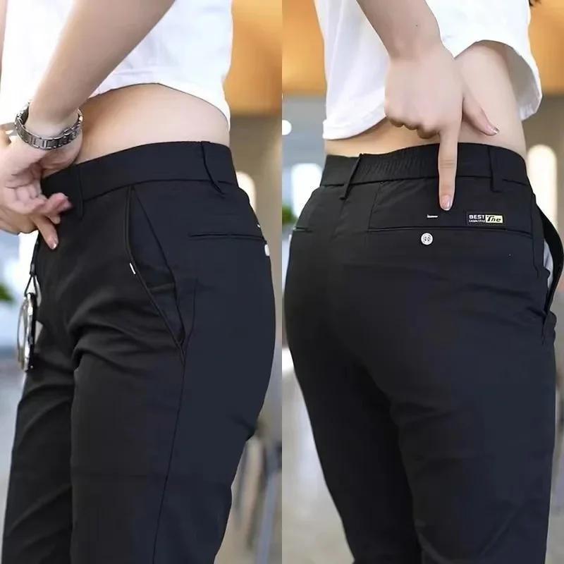 Pantalon de Golf en soie glacée pour hommes, mi-poids, décontracté, pantalon de sport, Design Simple