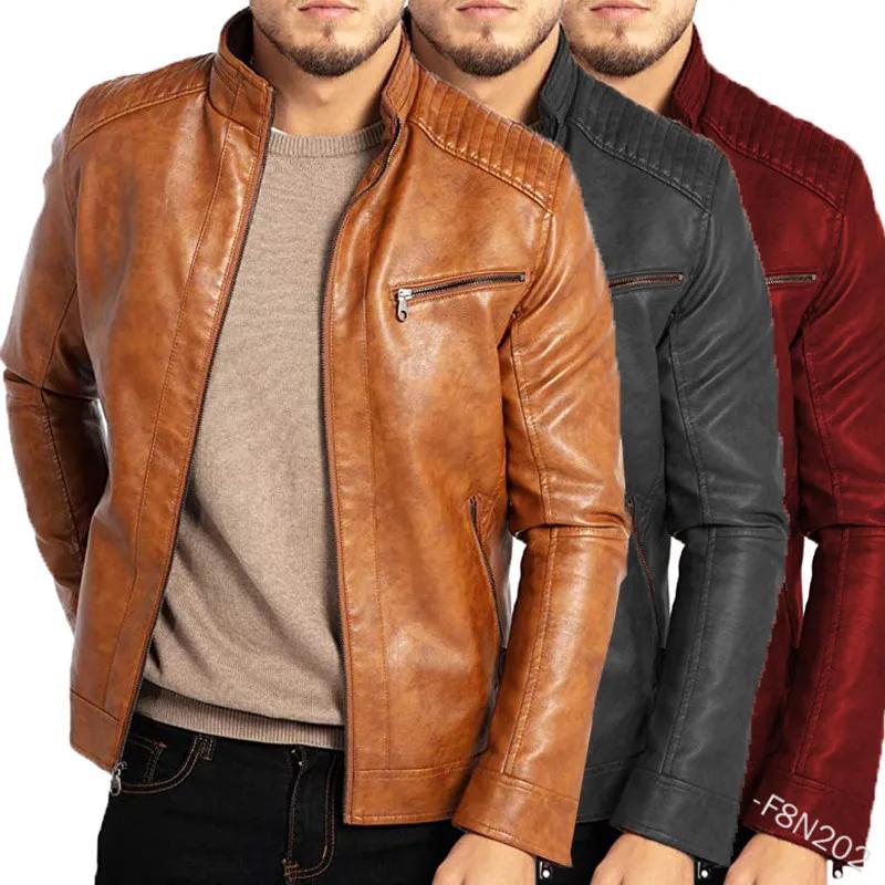 Veste en cuir PU pour hommes, col montant, Style moto Punk, mode européenne et américaine, vêtements