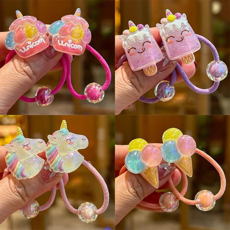 Jolies bandes élastiques arc-en-ciel pour filles, accessoires pour cheveux pour enfants, vêtements d