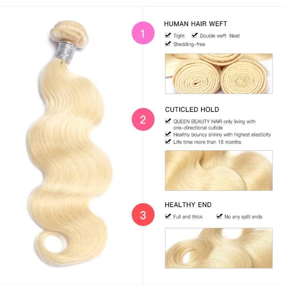Extensions de cheveux humains Remy 613 blond miel, 30-40 pouces, double trame, ondulés, style péruvi